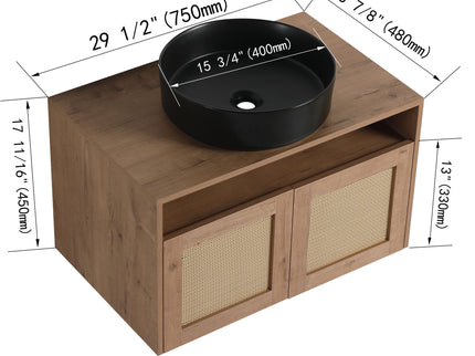 Bathroom Vanity & Art Sink, 2 Soft Close Doors, Float Mounting Design