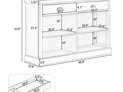 Console Table With 2 Drawers And Open Shelves