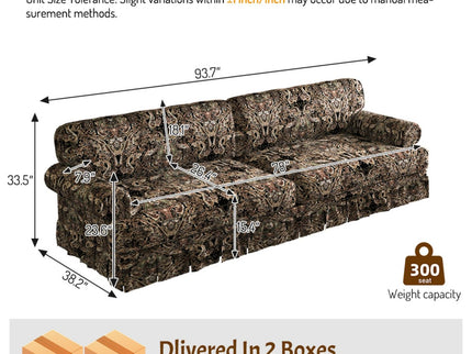 Luxuriously Comfortable Cloud Couch Sofa With Elegant Rolled Arms & Pleated Skirt Design