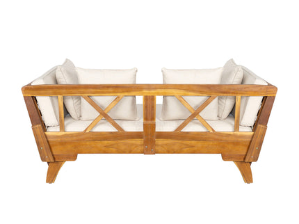 Outdoor Patio Daybed Sofa, 3 Seat Sofa With Foldable Arm 4 Back Pillows