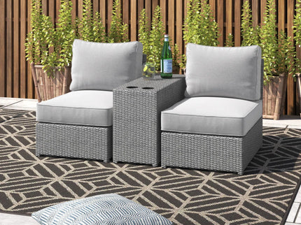 2 Person Wicker Conversation Set With Cushions, Weather Resistant