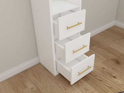Tall Storage Cabinet With 3 Drawers For Bedroom - White