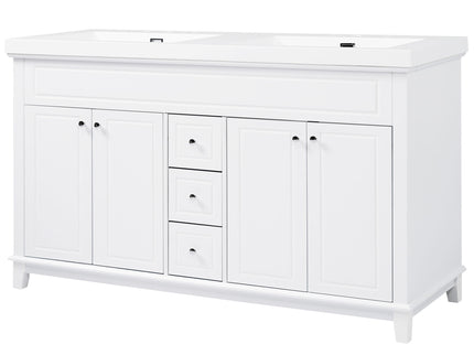 Bathroom Vanity With Double Sinks, 3 Drawers & 4 Doors - White