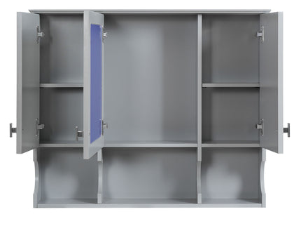 Wall Mounted Bathroom Medicine Wall Cabinet With Mirror & Open Shelves