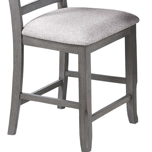 7 Piece Counter Height Dining Set With Storage Shelves, Table & 6 High Chairs - Gray