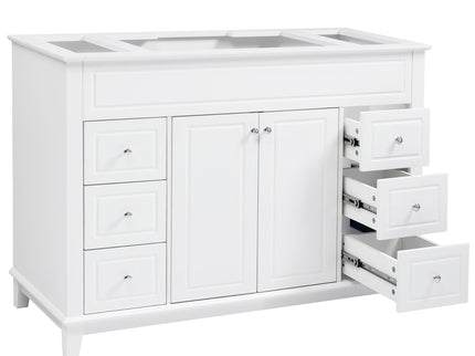 Bathroom Vanity Cabinet Only, 6 Soft Close Drawers & Double Doors With 2 Tier Shelves - White