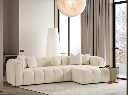 Beatrice - Modern Tufted Right Sectional Sofa - Ivory