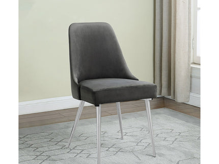 Padded Side Chair Of 2) With Upholstered Seat And Polished - Gray