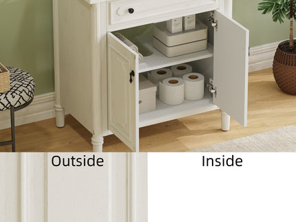 Vintage Bathroom Vanity With Sink, Rustic Cabinet With Soft Close Doors