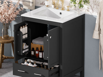 Bathroom Vanity With Integrated Undermount Ceramic Sink, 2 Doors And 1 Drawer, Soft Close Hinges