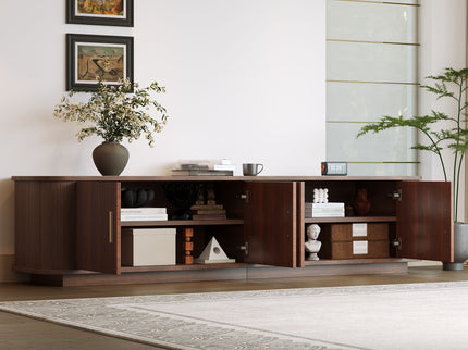 70" TV Stand With Ample Storage, Refined Curved Corners - Dark Brown