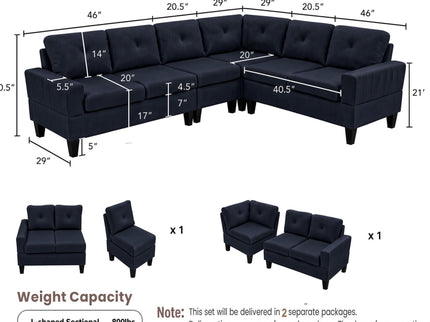 Modular L - Shaped Sectional Sofa 6 Seater 4 Piece Couch With Chaise