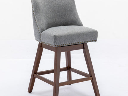 Counter Height Swivel Barstools, 26'' H Seat Height Upholstered Bar Stools (Set of 2), Fabric