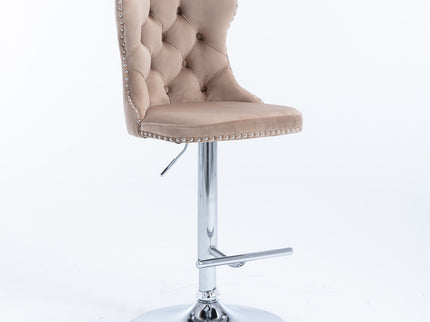 Swivel Barstools Adjusatble Seat Height From 25-33", Modern Upholstered Base Bar Stools With Backs Comfortable Tufted For Home Pub And Kitchen Island (Set of 2)