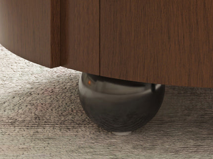 Round Coffee Table With Ball Feet, Dual Storage Drawers For Living Room - Walnut Brown