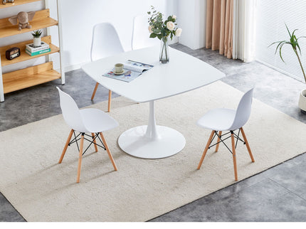 Table Mid-Century Dining Table For 4-6 People With Round Table Top, Pedestal Dining Table, End Table Leisure Coffee Table