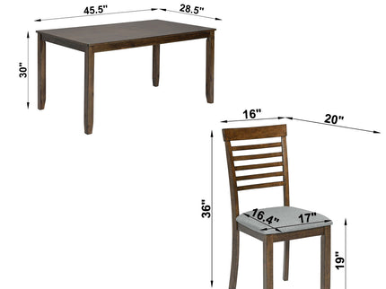 5 Pieces Modern Dining Set, Rectangular Wooden Dining Table With 4 Upholstered Chairs