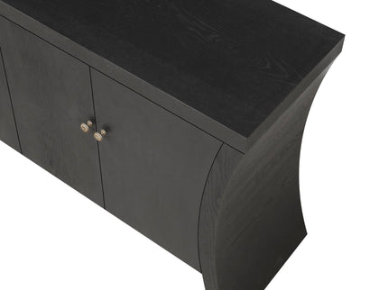 Refined Industrial 4 Door Credenza With Arc Legs & Clasps