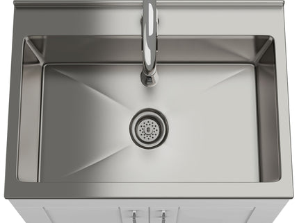 Shaker - Modern Wide, Laundry Cabinet With Faucet And Stainless Steel Sink