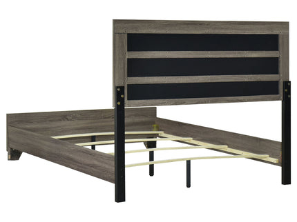 Funston - 4 Piece Queen Bedroom Set With Upholstered Headboard - Oak