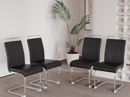 Modern Dining Chairs With Padded Seat, High Back