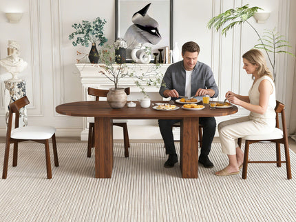 Oval Dining Table Set For 6 With 4 Chairs - Walnut