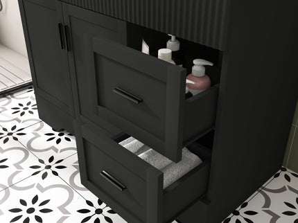 Bathroom Vanity Set, Soft Close Doors & Drawers, 3 Faucet Holes, Sink Included - Black
