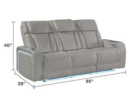 Electra - Power Reclining Sofa With Power Headrests, Drop Down Table, Reading Light, Massage, LED Lighting And USB Control