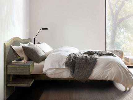 Queen Size Platform Bed Frame With Live Edge Headboard, Built In Nightstands - Dark Brown
