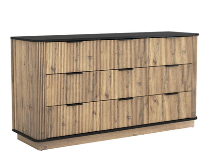 Modern 9 Drawer Cabinet With Metal Rounded Corners Multi Functional Storage - Black