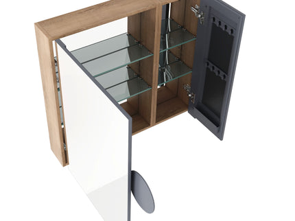 29.63" Wall Mounted Cabinet With Adjustable Shelves Storage Cabinet For Bathroom - Imitative Oak