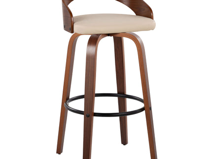 Grotto - Mid Century Modern Fixed Height Barstool & Swivel With Round Footrest (Set of 2)
