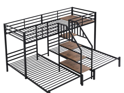 Metal Bunk Bed With Storage Shelves Staircase