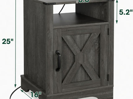 Farmhouse Nightstand, Charging Station & Storage