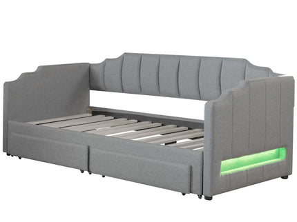Extendable Daybed With LED Light And 2 Storage Drawers