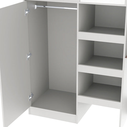 Loft Bed With Built In Wardrobe, Desk, Shelves, And Drawers