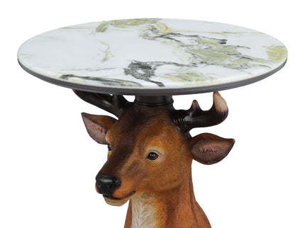 Deer Head Accent Table, Animal Statue For Living Room - Brown
