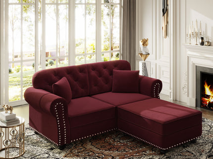 Upholstered Sofa Set With Nailhead Trim And Rolled Armrests, Includes Pillows