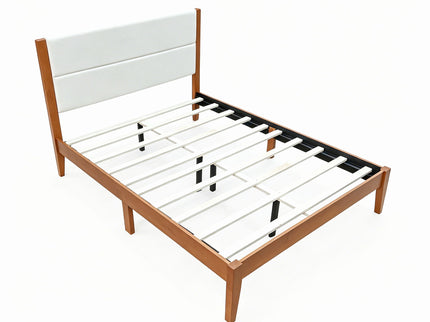 Platform Bed Frame With Upholstered Headboard, Slat Support
