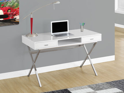 Computer Desk For Home Office, Laptop, Storage Drawers, Glossy Contemporary & Modern