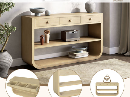 Console Table With 3 Soft Close Drawers & 2 Open Shelves