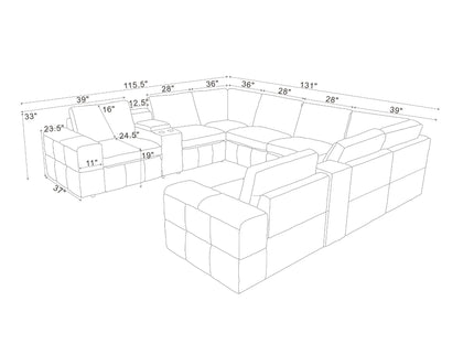 Modular Sectional With Large Square Arms