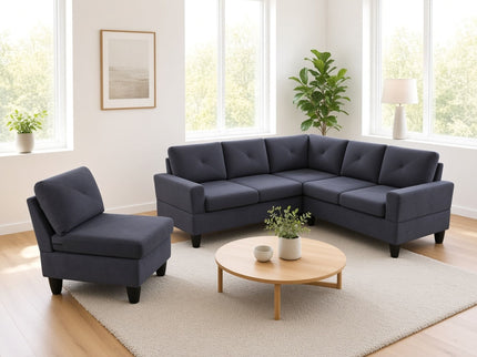 Modular L - Shaped Sectional Sofa 6 Seater 4 Piece Couch With Chaise