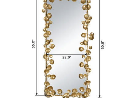 Full Length Mirror With en Leaf Accents, Floor Miiror For Living Room Bedroom - Gold