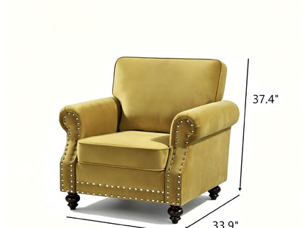 Upholstered Accent Armchair With Turned Legs For Living Room