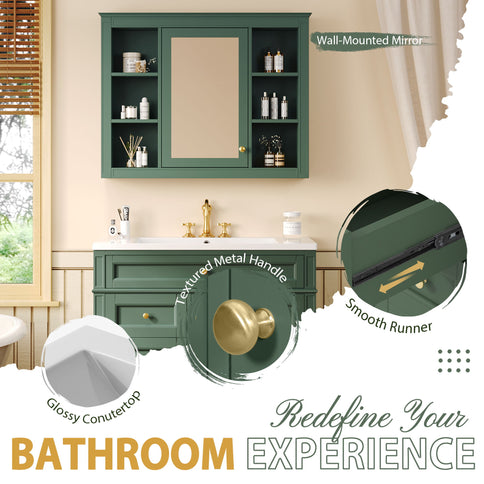 Bathroom Vanity With Mirror Cabinet, Storage Cabinet With 2 Soft Closing Doors And 4 Drawers, Undermount Sink