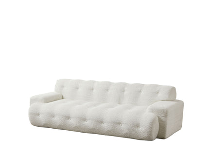 Cloud Series Minimalist Button Tufted Square Arm 3 Seater Sofa