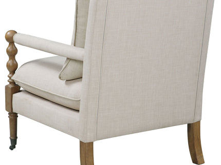 Accent Chair With Turned Legs - Beige