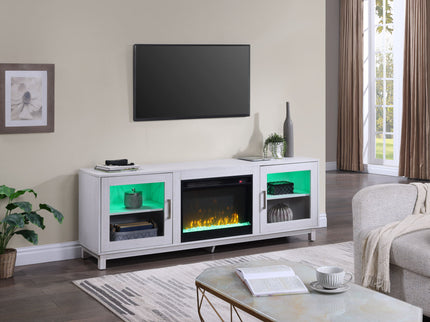 Summit - TV Stand Console With Fireplace - White Walnut Finish