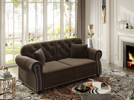 Upholstered Sofa Set With Nailhead Trim And Rolled Armrests, Includes Pillows